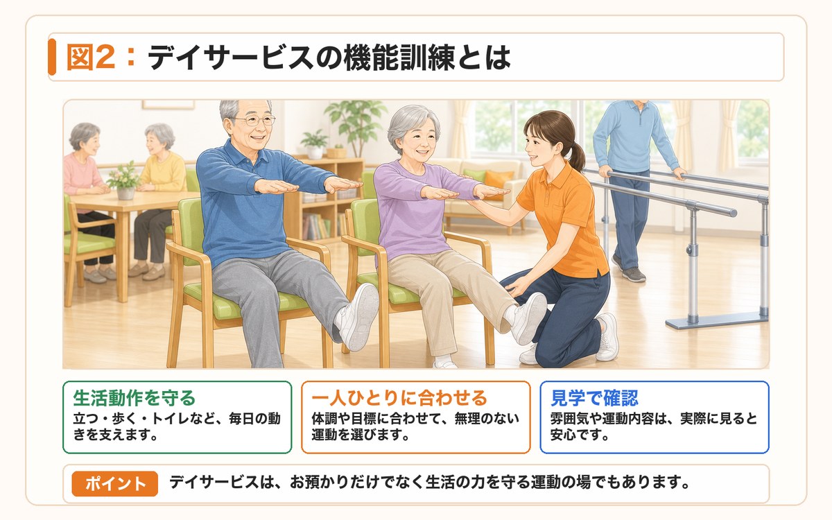 図2：デイサービスの機能訓練とは